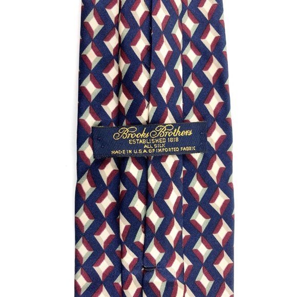Brooks Brothers Men's Necktie. Blue with Geometric Pattern. Silk. VGC! - Picture 3 of 4